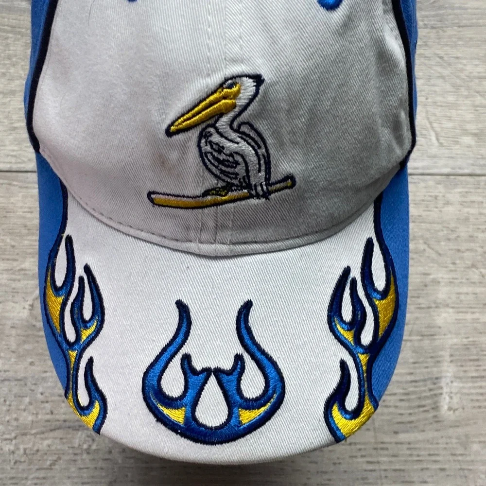 New Era Hat Myrtle Beach Pelicans Youth‎ OSFM Blue White Flame MiLB Baseball Cap